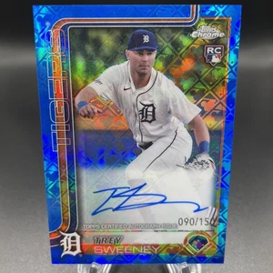 2025 Topps Chrome Logofractor Trey Sweeney RC Rookie Blue Refractor Auto /150 - Picture 1 of 2