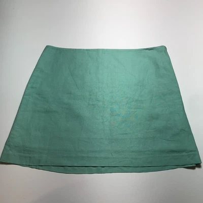 NUEVO CON ETIQUETAS H&M Mujer Mezcla de Lino Forrado Línea A 16" en Verde Mar Cremallera Lateral Talla 12 Foto 1 de 4