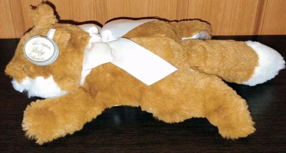 Bearington Baby Fritz Fox Plush Rattle Toy Stuffed Animal Satin Belly Bow 12" Z - Image 1 of 4