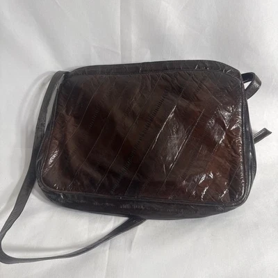 Vintage Eel Leather of the Sea Handbag Purse Dark Brown  - Image 1 of 4
