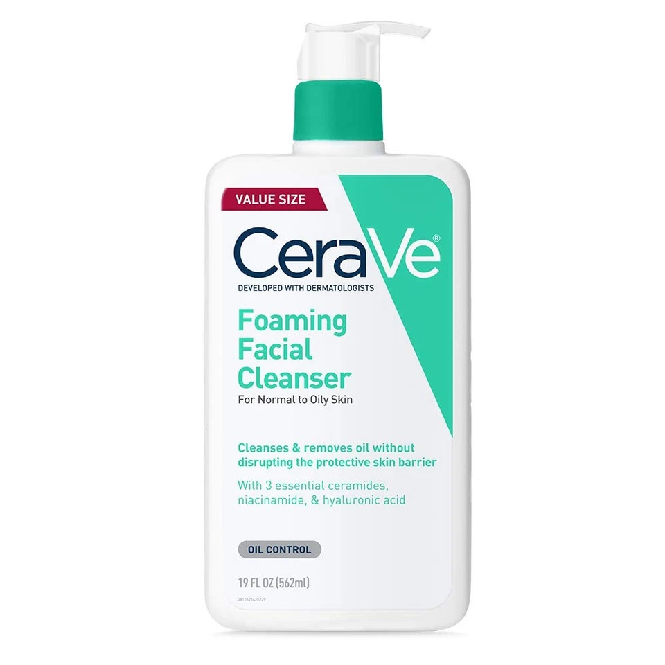 Cerave Foaming Facial Cleanser 19 FL Oz Daily Face Wash for Oily Skin