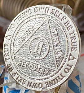 2 Year AA Medallion .999 Fine Silver Sobriety Chip - Picture 1 of 4