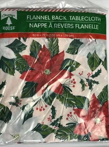 Vintage Flanell-Rücken Vinyl Weihnachten Weihnachtsstern Druck 52" x 70" Tischdecke, Neu aus altem Lagerbestand! - Bild 1 von 2