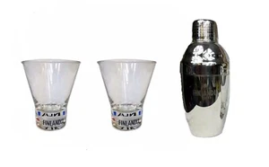 Finlandia Vodka Vasos Cono Invertido x 2 + Acero Inoxidable Boston Shaker Nuevo sin Etiquetas - Imagen 1 de 1
