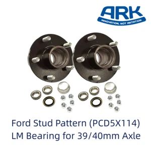 2x ARK Trailer Hubs Ford Pattern 5 Stud Wheel Lazy Hub Kit (Holden LM Bearings) - Picture 1 of 5