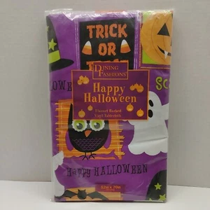 HALLOWEEN Fantasma Calabaza Murciélago Sombrero Negro Fiesta Vinilo Mantel Oblongo 52 pulgadas x 70 pulgadas - Imagen 1 de 8