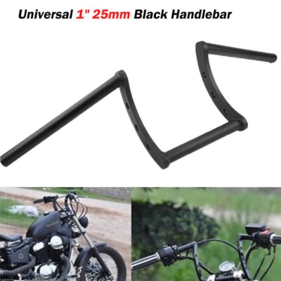 1" Motorcycle Black Handlebar Z Drag Bar For Harley Honda Yamaha Suzuki Chopper - Image 1 of 4