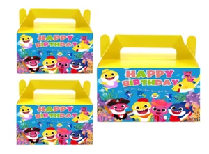 Shark Birthday Party Favor Boxes, 6.5 x 3.3 inches, Yellow and Blue Ocean Theme - Picture 1 of 5