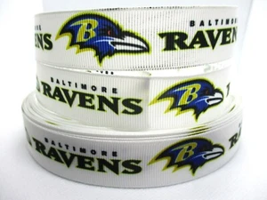 Baltimore Ravens NFL 7/8" Grosgrain Ribbon~ YOUR CHOICE 5 or 10 Yards (Football) - Picture 1 of 3