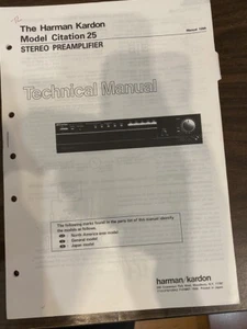 HARMAN KARDON CITATION 25 Manual de servicio *ORIGINAL* LIBRO O ENVÍO SIN PDF - Imagen 1 de 1