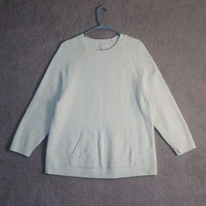 J Jill Pure Jill Sweater Large Green Fuzzy Kangaroo Pocket Long Sleeve Pullover - Picture 1 of 8