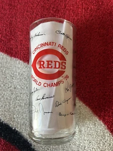 VINTAGE Cincinnati Reds 1976 World Champions Glass With Autographs, Set Of 8 - Picture 1 of 8