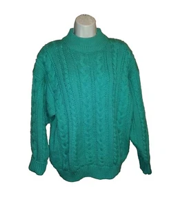 Suéter De Colección Años 90 Carriage Court Para Mujer L Grueso Pescador Cable Tejido Kelly Verde - Imagen 1 de 7