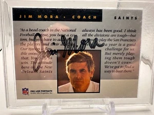 Jim Mora Signed 1991 Pro Line Portraits Card w/Stamp Autographed Saints - Picture 1 of 2