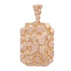 10k Rose Gold Solid Big Chunky Rectangle Nugget Pendant 1.4" 8.6 grams