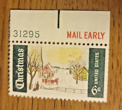 Scott #1384 Domingo de Invierno en Noruega, Maine - Con Placa#- Sello Único - Como Nuevo Nuevo Foto 1 de 2