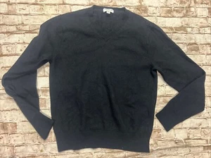 Club Monaco Sweater Large Soft Wool V-Neck Chandails Sweater Black Runs Small - Picture 1 of 6