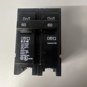 Eaton BR260 60Amp Double Pole Standard Trip Circuit Breaker Cutler Hammer - Picture 1 of 2