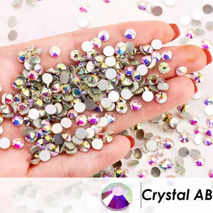 1440 Arcobaleno AB Trasparente Flatback Cristallo Strass Gemma 2mm SS6 Nail Art Artigianato - Foto 1 di 6