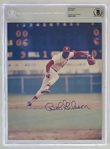 BOB GIBSON SIGNED 8X10 BECKETT AUTHENTIC AUTO (BAS) ST. LOUIS CARDINALS - Picture 1 of 3