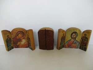 ICONA LEGNO INTARSIATO A TRITTICO CHIUDIBILE ANNI '80 - Picture 1 of 6