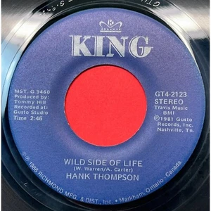 Hank Thompson Wild Side of Life / On Tap in the Can or In the Bottle 45 Country - Imagen 1 de 4