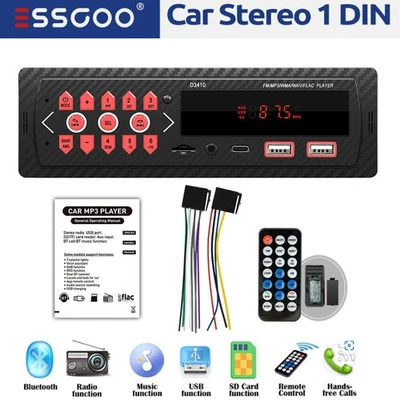 Single DIN Car Stereo Head Unit MP3 Player BT AUX SD USB Reading Charging Radio - Image 1 of 4