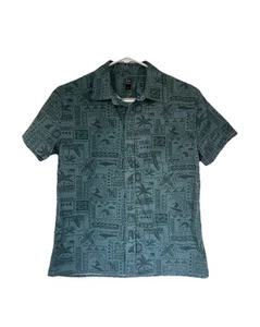 Bixby Nomad Hawaiian Surfer Teal Button-Down Dressy Shirt Unisex Size L (12-14) - Picture 1 of 7
