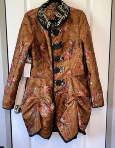 An Ren Reversible Dress Coat Jacket Copper Asian Print NWT XL VV212 - Picture 1 of 7