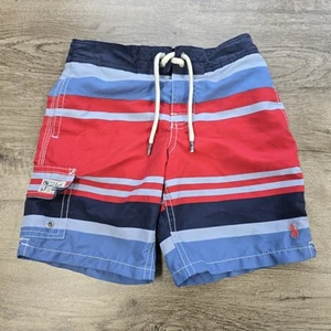 Polo Ralph Lauren Swim Trunks Boys Size 5 Logo Lined Red Blue Striped Beach - Picture 1 of 7