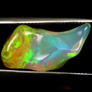 9.63 Cts RAREST (20 x 10) NATURAL MULTI PLAY COLOR FANCY UNCUT SOLID WELO OPAL - Picture 1 of 7