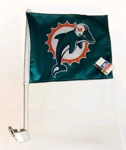 Miami Dolphins car flag vehicle flag NEW Double 2 sided  New w/ tag NFL Licensed - Picture 1 of 8