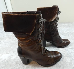 Born Stiefel Damen 8 M braun weiches Leder Gypsy Festival Schnürung heil - Bild 1 von 13