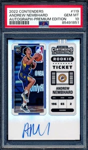 Boleto de novato Andrew Nembhard 2022 Panini Contenders Premium automático RC PSA 10 - Imagen 1 de 2