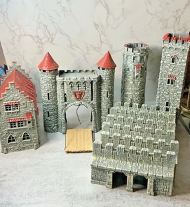 Hausser Elastolin castello medievale ponte levatoio RARO vintage 10 pezzi - Foto 1 di 24