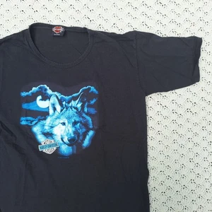 Vintage Harley Davidson Lone Wolf Grafik Biker Einzelnaht T-Shirt 90er - Large - Bild 1 von 8
