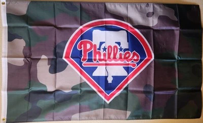 Philadelphia Phillies Camo Woodland Camouflage MLB Baseball Flag 3x5Ft Grommets - Image 1 of 2