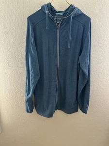 Coolibar UPF 50+ LumaLeo full Zip Hoodie Mens Large Blue Organic Cotton Zip - Picture 1 of 16