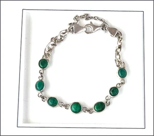 Smaragd Cabochon Armband Silber - mit der Aura repräsentativer Eleganz- SALE - Bild 1 von 6