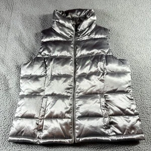 Charter Club Petite Womens Sleeveless Full Zip Quilted Puffer Vest Gray Size L - Picture 1 of 9