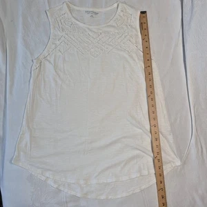 SOFT SURROUNDINGS SLEEVELESS SHIRT WITH LACE UPPER WHITE LARGE - Picture 1 of 13
