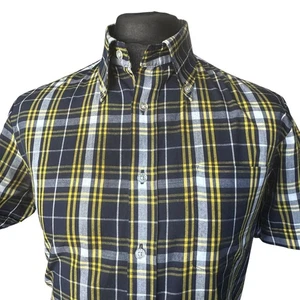 BRUTUS TRIMFIT Shirt Mens LARGE (40-41") Long Sleeve Sleeve in Blue Check - Picture 1 of 12