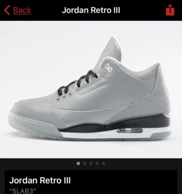 Size 8.5 - Jordan 3 5Lab3 Reflective Silver 2014 - Image 1 of 3