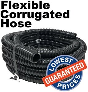 BLACK CORRUGATED FLEXIBLE POND HOSE FISH GARDEN PUMP MARINE FLEXIBLE PIPE