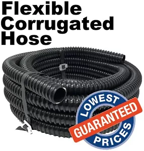 1 inch (25mm) BLACK CORRUGATED FLEXIBLE HOSE FISH POND PUMP MARINE PVC PIPE - Picture 1 of 10