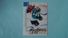 1997 98 Be A Player Pinnacle #132 Sean Pronger Autograph Anaheim Ducks