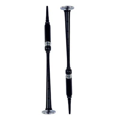 PRINCE MUSIC Practice Chanter for Bagpipe with Reed - Black Silver Black Tip