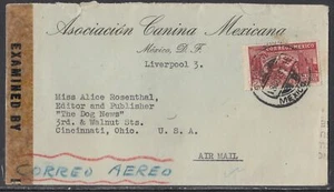 Mexico - Oct 13, 1943 Censored Air Mail Cover to States - Picture 1 of 2