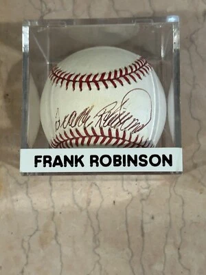 Frank Robinson SIGNED In Person Rawlings William Selig Baseball HOF w Ball Cube - Image 1 of 4