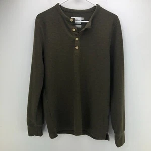 Goodfellow and Co Uomo Piccolo Henley Manica Lunga Verde Scuro - Foto 1 di 8